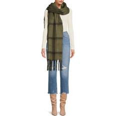 Acrylic Scarfs AllSaints Oversized Check Fringe Scarf - Green/Black