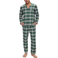 Flannel Underwear eberjey Cotton Brushed Flannel Pajama Set - Tartan Plaid Forest Green