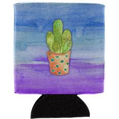 Purple Bottle Coolers CoolCookware Cactus Blue and Purple Watercolor Can Hugger Bottle Cooler