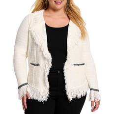 Overshirts - White Jackets Nic+Zoe Plus Statement Fringe Jacket - Cassic Cream