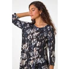 Beige - Elastane/Lycra/Spandex Blouses Roman Abstract Print Tunic - Taupe