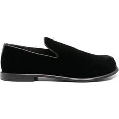 Low Shoes JW Anderson Velvet Loafers Men Fabric Rubber Calf Leather - Black