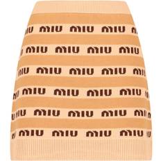 Miu Miu Logo Mini Skirt - Beige