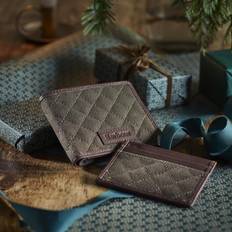 Barbour Quilted Wallet and Card Holder Gift Set - Dark Brown/Olive