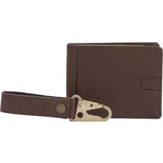 Barbour Leather Wallet and Fob Gift Set - Dark Brown