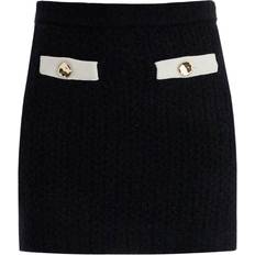 Alpaca Skirts Self-Portrait Alpaca Knit Mini Skirt - Black