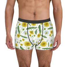 Yellow Men's Underwear Yiaed Yellow Dandelions Print Boxer Shorts - Breathable