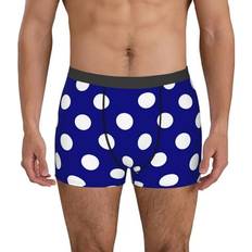 Men's Underwear Yiaed Polka Dot Print Cotton Boxer Shorts - Navy/White