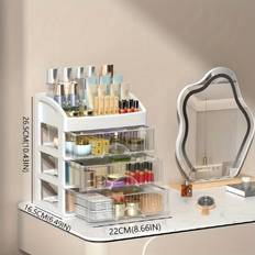 1pc Makeup Organizer For Vanity Large Countertop Organizer With Drawers Cosmetics Storage For Skin Care Brushes Eyeshadow Lotions Lipstick Nail Polish