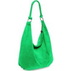 Large Slouch Italian Suede Suede Hobo Tote Shoulder Bag Emerald One Size
