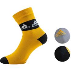 Adidas Gula Strumpor adidas 3-Pack Crew Socks - Black/Grey/Yellow