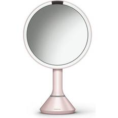 Cosmetics Simplehuman GivU, 8 Round Sensor Makeup Mirror with Touch-Control Dual Light Settings 5x Magnification Rechargeable and Cordless Pink Stainless Steel