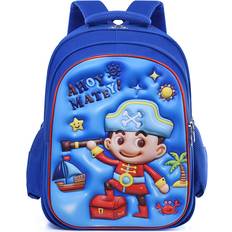 RYWOLT (RoyalBlue Pirate) Cute Kids Backpack 3d Cartoon Design Lightweight School Bag For Boys And Girls