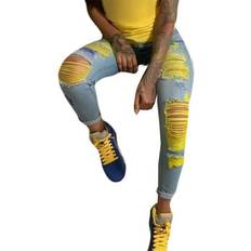 Yellow Jeans adviicd High Waisted Stretch Ripped Skinny Jeans - Yellow