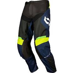 Purple Motorcycle Trousers Scott Evo Race S25, textile pants color: Black/Blue/Neon-Yellow/White