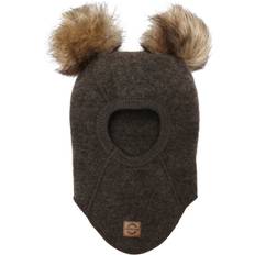 Mikk-Line Ensfarvet Huer Mikk-Line Wool Fullface - Dark Brown Melange