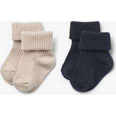 Wheat Undertøj Wheat Uld Rib Sokker Ziggy - Navy