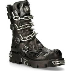 New Rock Spiked Mid Calf Boots - Black