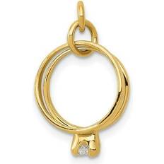 Charms & Pendants Bagatela 14K Yellow Gold 3D Wedding Rings CZ Charm