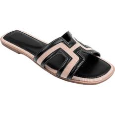 Surge Cut Out Instep Strap Flat Sandals - Black