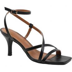 Austin PU Crossover Strap Mid Heel - Black