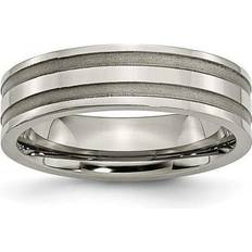 Wedding Rings mm Titanium Grooved Brushed & Polished Band