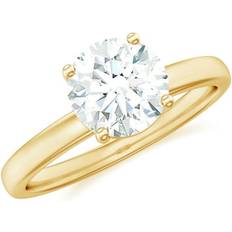 Gold - Moissanites Rings Rosec Jewels LLC, Womens CT Moissanite Solitaire Engagement Ring in Gold 6.50 MM Round Moissanite Engagement Ring Certified Moissanite and Gold Engagement Ring 14K Yellow Gold 12.00