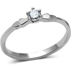 Transparent Rings Alamode Jewelry TK697-7 Women High Polished Stainless Steel Ring with AAA Grade CZ in Clear