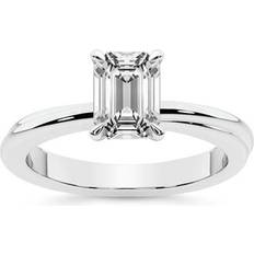 Friendly Diamonds Carat IGI Certified Emerald Shape Lab Grown Diamond Engagement Ring 14K White Gold Juniper Crossover Solitaire Diamond Ring FG-VS1-VS2 Quality