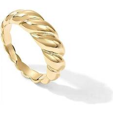 Pavoi Jewelry, 14K Yellow Gold Plated Croissant Ring Twisted Braided Gold Plated Ring Chunky Signet Ring