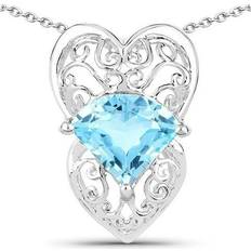 Topaz Charms & Pendants 4.65 Carat Genuine Swiss Blue Topaz 0.925 Sterling Silver Pendant