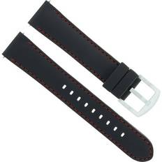 Watch Straps Ewatchparts 20MM RUBBER BAND FOR TISSOT PRC100 T-SPORT CHRONOGRAPH BLACK RED STITCH