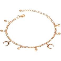 Anklets Veronic Langeriy, 1PC All-match Bead Moon Anklet Titanium Steel Lady Foot Chain Decor (Rose Gold)