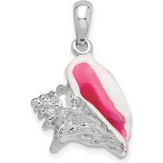 Sterling Silver Polished Enameled Medium Conch Shell Pendant