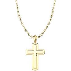 Solid Inset Cross Pendant, Gold Plated