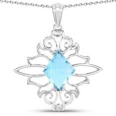 Topaz Charms & Pendants 5.15 Carat Genuine Swiss Blue Topaz 0.925 Sterling Silver Pendant