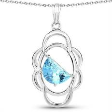 Topaz Charms & Pendants 4.60 Carat Genuine Swiss Blue Topaz 0.925 Sterling Silver Pendant