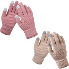 Beige Gloves & Mittens Billbianc Women’s Winter Touchscreen Gloves - Pink/Beige