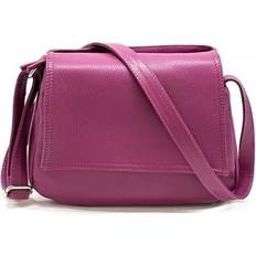 Brass Crossbody Bags Beatrice Womens Handmade Leather Shoulder Crossbody Handbag, Fuchsia Small