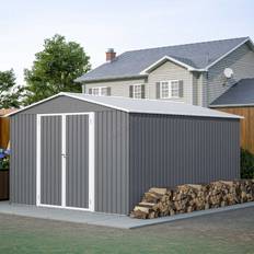 Birchtree Metal Garden Shed 10 x 12 Ft Grey (Building Area )