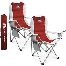 Red Camping Chairs Keplin Voyager Red Camping Chair 2-Pack Waterproof, Folding, Cup Holder, Side Pockets One Size