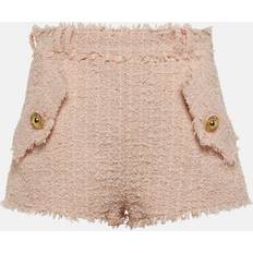 Balmain Women Shorts Balmain High-Rise Tweed Shorts - Pink