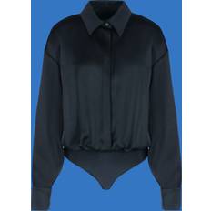 Emporio Armani Dame Bluser Emporio Armani Satin Bodysuit With Shirt - Black