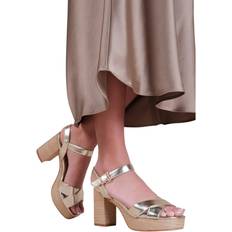 Dame - Gull Pumps Where's That From Volume Metallic Crossover Strap - Gold