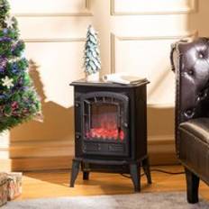 Homcom Electric Fireplaces Homcom Freestanding Electric Fireplace Stove W/Realistic Flame Effect 1000W/2000W-Black