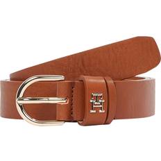 Tommy Hilfiger Dame Bælter Tommy Hilfiger Essential TH Monogram Leather Belt - Cognac