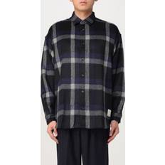 Man - Multicolour Shirts Emporio Armani Checked Shirt Wool-Blend Cloth - Black/Blue