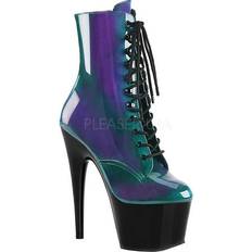 Purple Boots Pleaser Womens Ankle Boots - Purple-Green