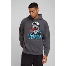 boohooMAN Oversized Marvel Venom Wash License Hoodie - Grey