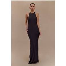 Meshki Satin Halter Maxi Dress - Black